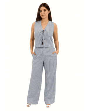 Conjunto Brisa Náutica -  calça e blusa de amarração